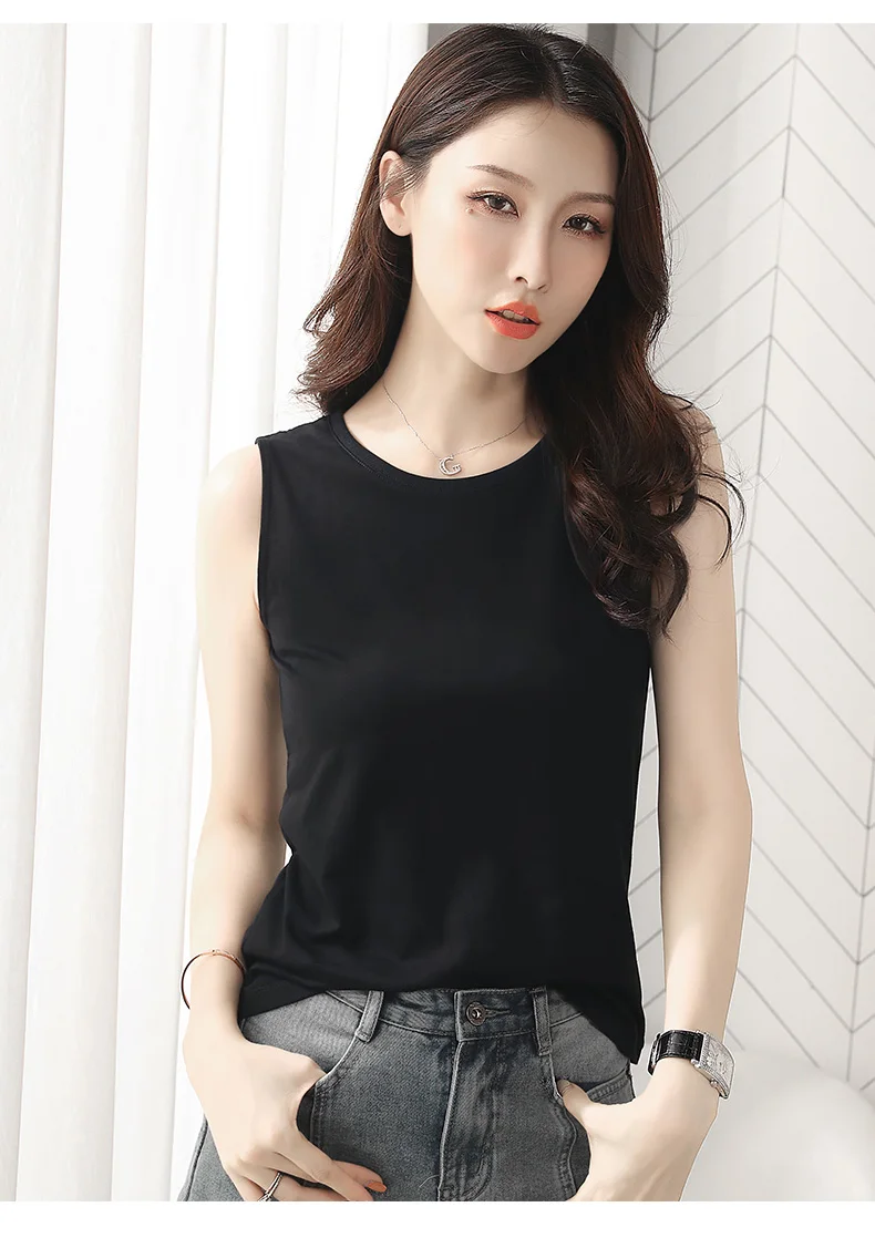 Womens Cotton Camis Solid color Female Slim Sleeveless Casual Vest Solid Color Crop Lower Cut Top For Ladies Fitness Vest Summer