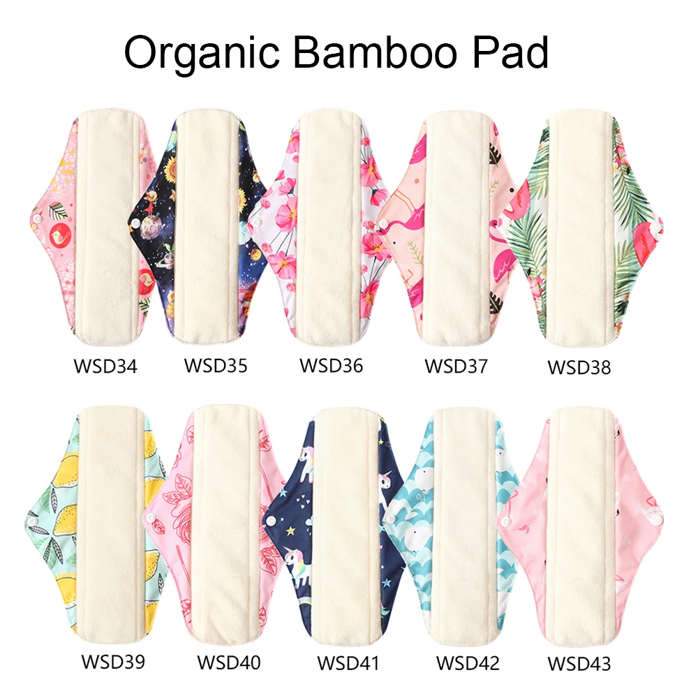 Reusable Women Menstrual Pads Bamboo Charcoal Fiber Washable Panty Liner Leakproof Cloth Napkin Sanitary Pads