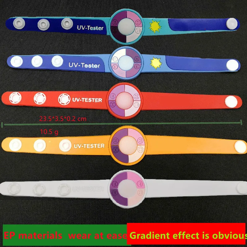 Children\'s Outdoor UV Test Bracelet Wrist Watch EP PVC Soft Rubber Hand Strap Environmentally Friendly Silicone Bracelet