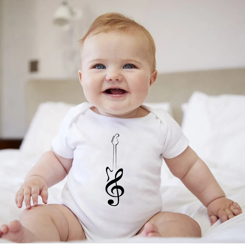 Minimalism Infant Outfits Baby Rock Bodysuit for Boys Guitar Print Newborn Clothes Summer Short Sleeve Baby Boy Body Wholesale