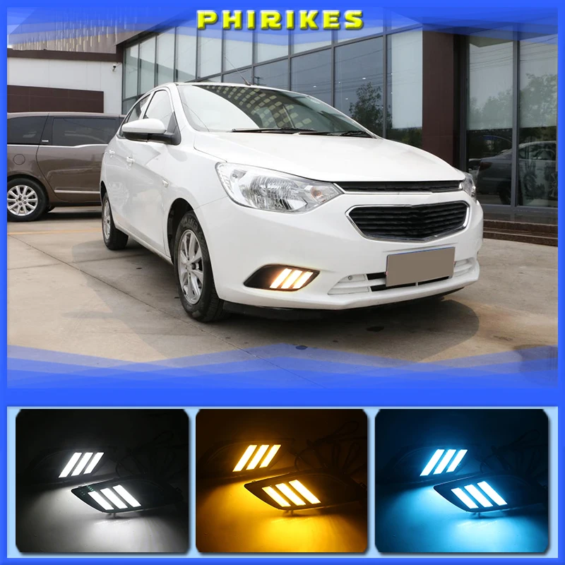 

2pcs Car LED Daytime Running Light for Chevrolet Sail 2014 2015 2016 2017 DRL White Turn Signal Light Yellow Blue Fog Lamp