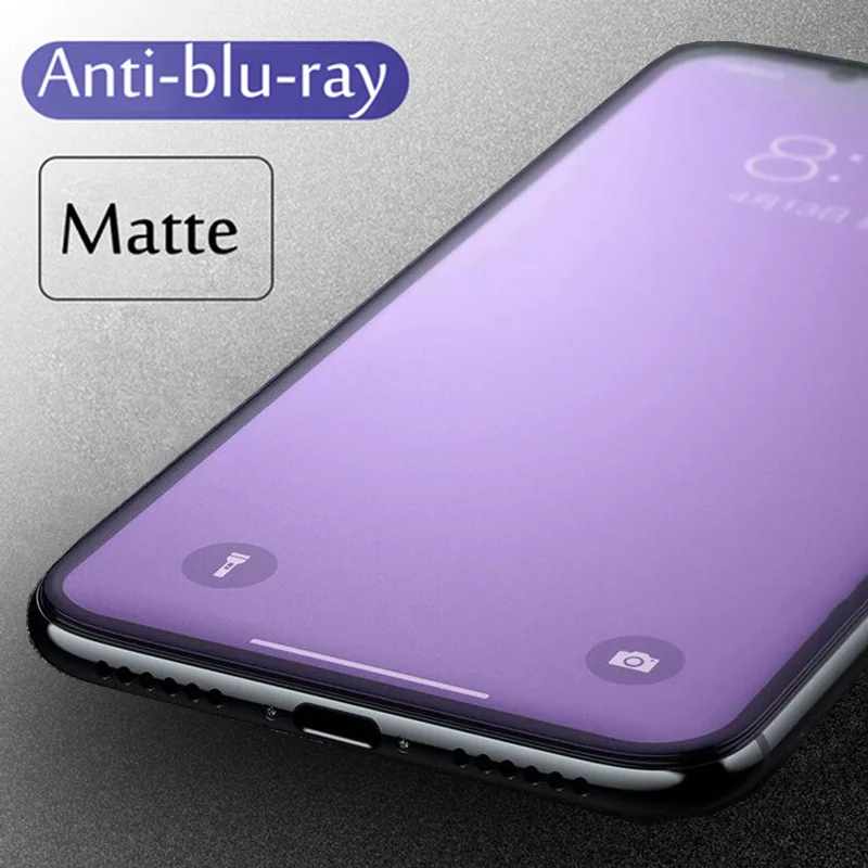 3D Matte Anti Blue Ray Tempered Glass For iPhone X XS XR 11 12 13 mini 14 15 Pro Max 8 Plus Frosted Full Cover Screen Protector