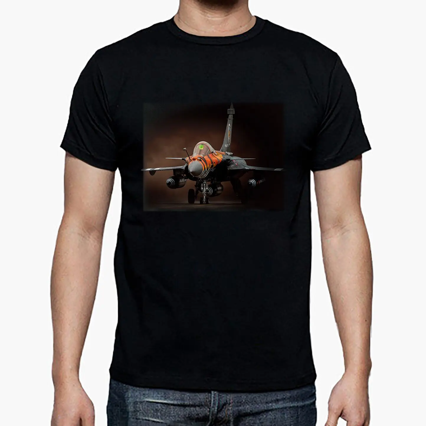 Tiger Meet Dassault Rafale Fighter Dark Tiger Coating T-Shirt. Summer Cotton Short Sleeve O-Neck Mens T Shirt New S-3XL