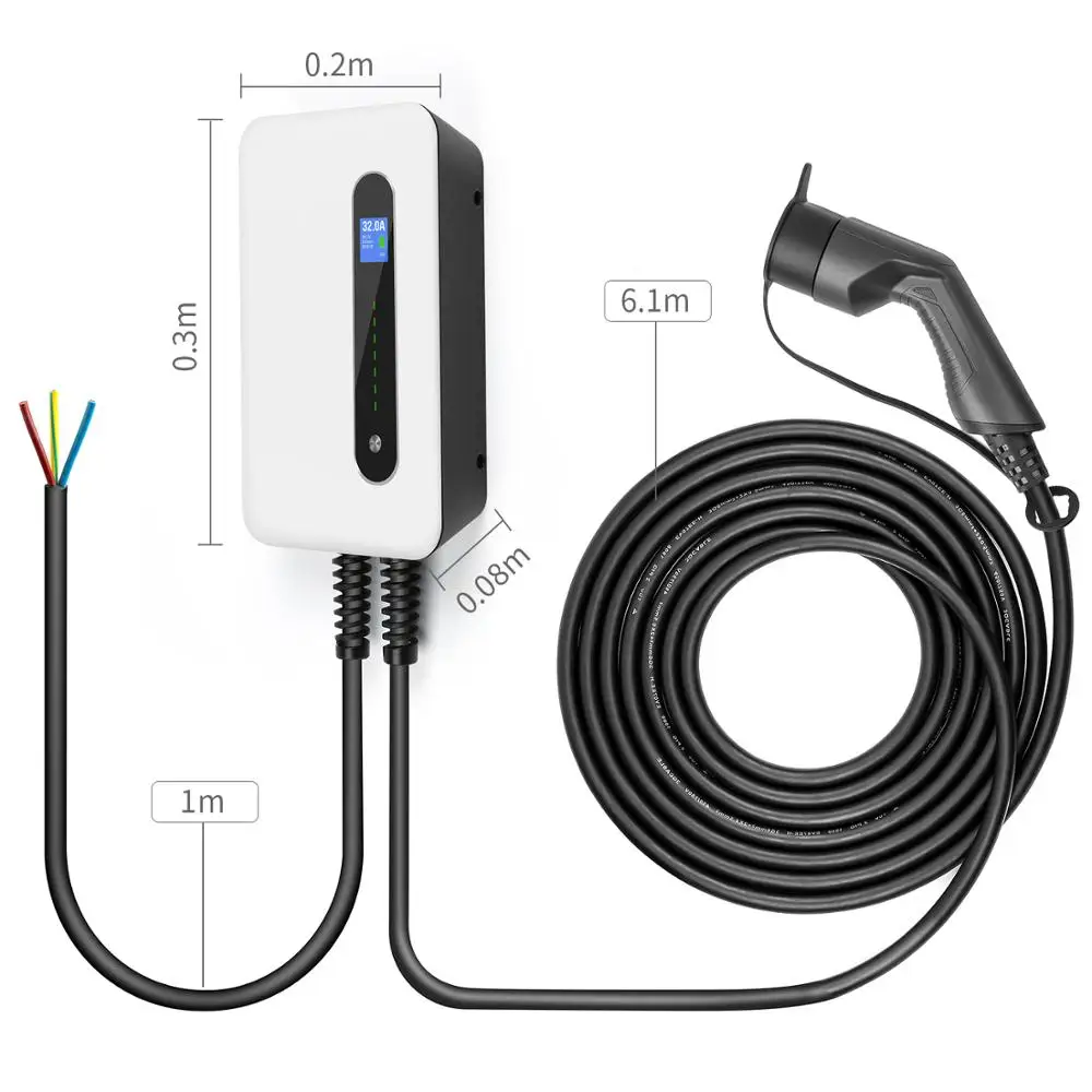 lefanev 32A EVSE Wallbox EV Charger Electric Vehicle Charging Station Wall-mounted IP66 Type 2 Cable IEC 62196-2 Level 2 240V