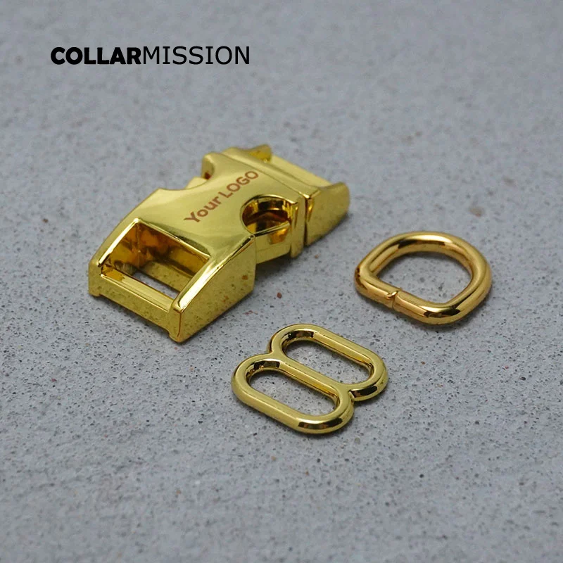 

20pcs/lot Engraved (metal buckle+adjust buckle+D ring)for backpack DIY dog cat collar webbing accessory premium 15mm 8 Colours