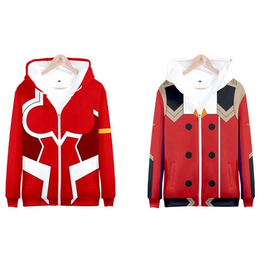 Sweat-shirt à capuche avec fermeture éclair pour hommes et femmes, Costume de Cosplay Anime Darling In The Franxx Zero Two 02 HIRO ICHIGO MIKU KOKORO 3D