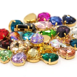 7x10m Drop all color Mixed Strass Glass Sew-on Rhinestones with Claw for Diy Craft Christmas Clothing Garment Decoration Jewelry