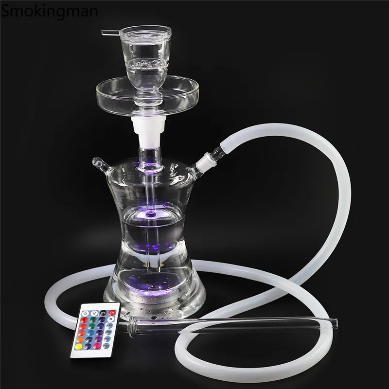 Russian Style Glass Shisha Big Vapor Hookah Box Chicha Narguile Smoking Water Pipe With LED Light Hose Bowl Hookah Accessories