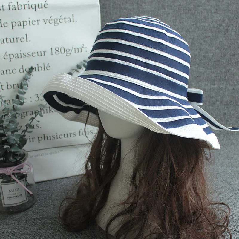 

Big Brim Classic Black White Striped Straw Hat Casual Outdoor Beach Caps For Women 2020 Summer Female sun hats for women
