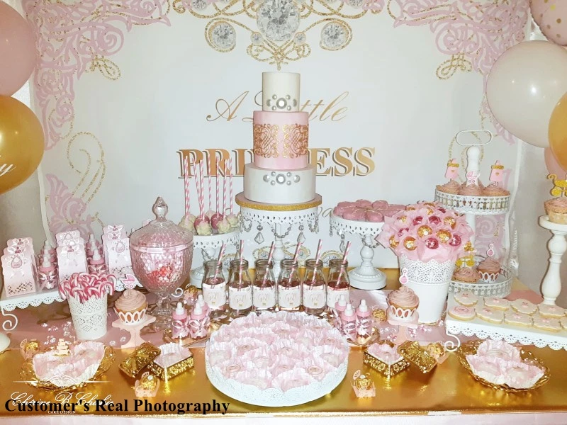 Yeele เจ้าหญิงฉากหลังสีชมพูริ้วทองเพชร Shower การถ่ายภาพพื้นหลังการถ่ายภาพฉากหลังสำหรับ Photo Studio