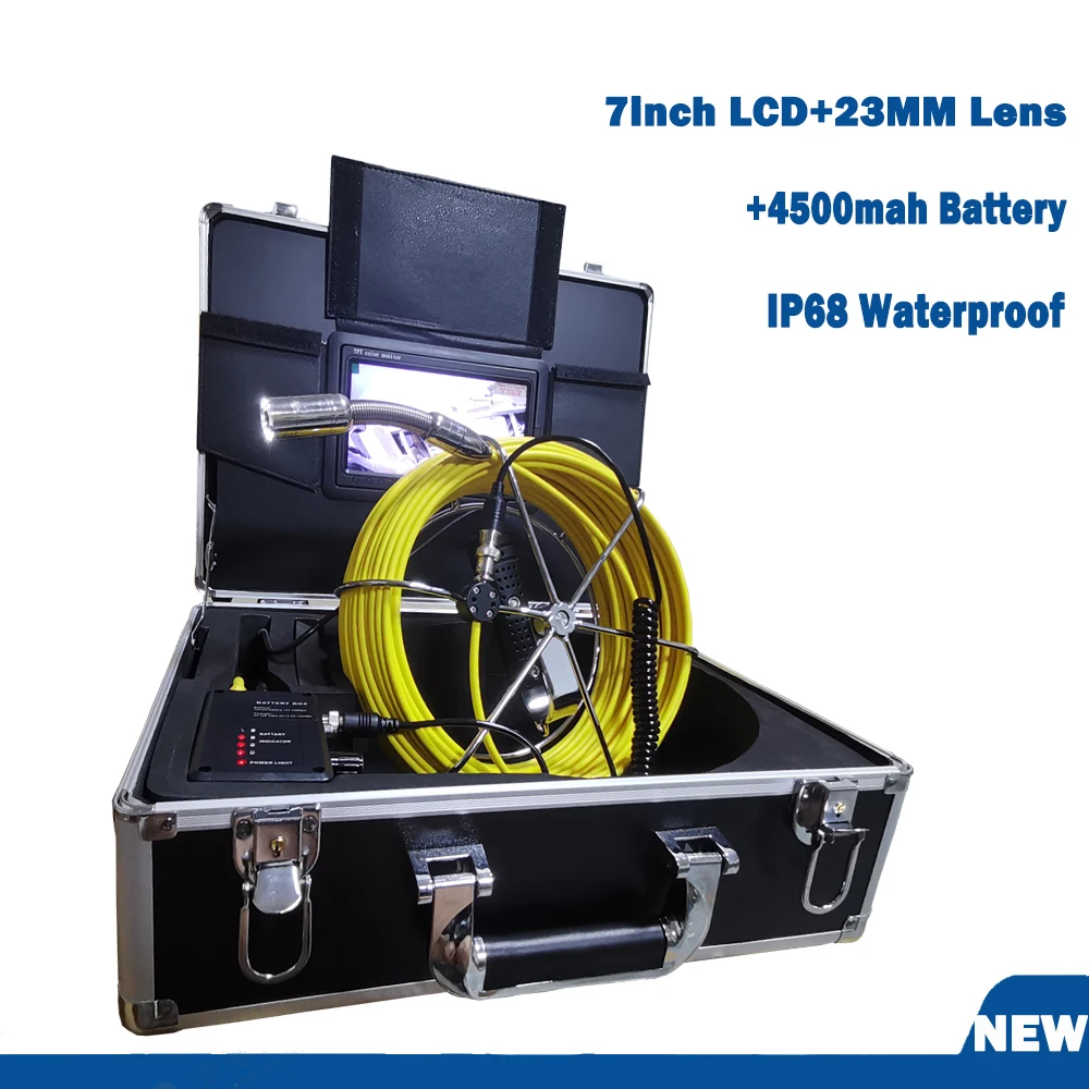 

7Inch Pipe Inspection Camera 20/30/40/50M Sewer Camera with DVR 8GB Card Drain Industrial Endoscope 4500mAh Battery