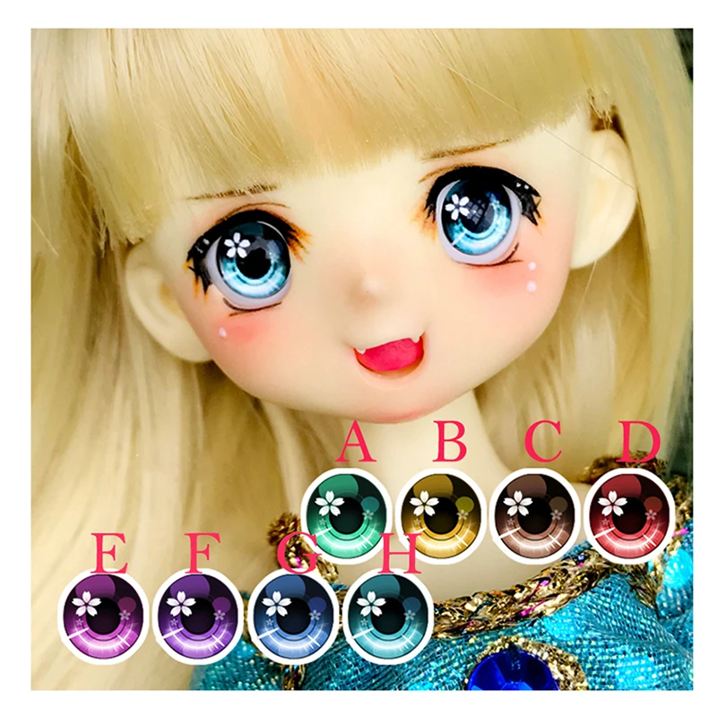 BJD doll eyes Cherry blossoms cartoon eyes 10-14-18-24mm for 1/8 1/6 1/4 1/3 BJD DD doll accessories doll eyes with metal effect