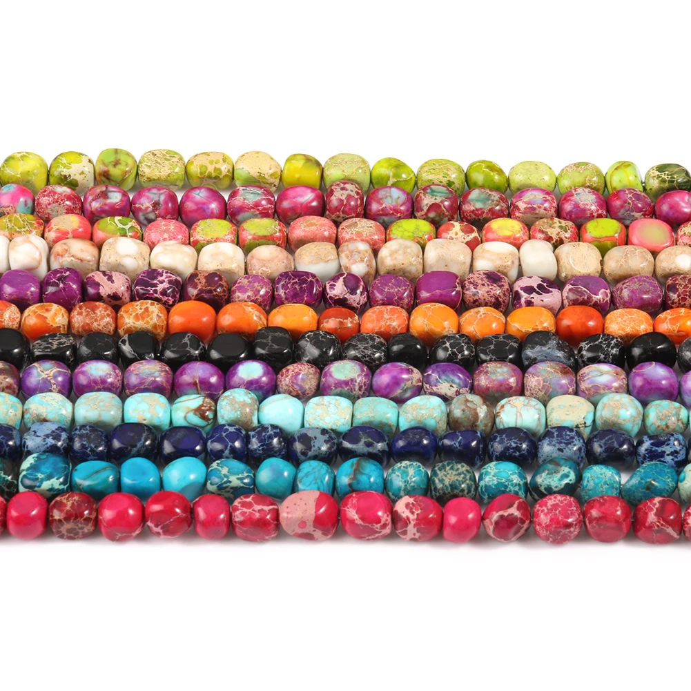 5-8mm Natural irregular Sea Sediment Turquoises Imperial Jaspers Gem stone Round Beads Diy Bracelet for Jewelry Making 15