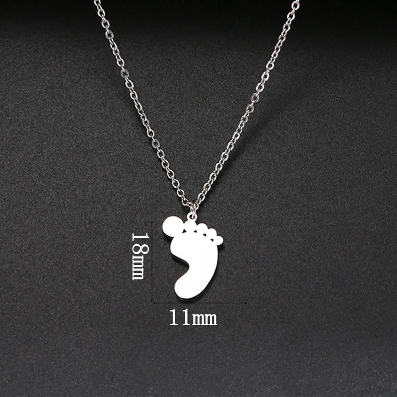 European And American Jewelry Small Cute Foot Necklace Lady Stainless Steel Doll Pendant