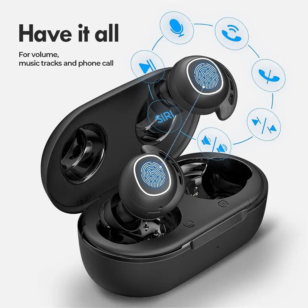 Mpow M30 سماعات لاسلكية حقيقية IPX8 سماعات بلوتوث 5.0 مقاومة للماء مع 25 ساعة وقت اللعب والميكروفون في الأذن سماعات لاسلكية