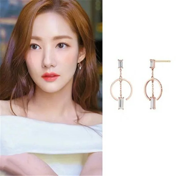 new Liu Renna Park Min Young Drama TV Korean Earrings For Women Fashion Simulated Rhinestone Boucle Girls