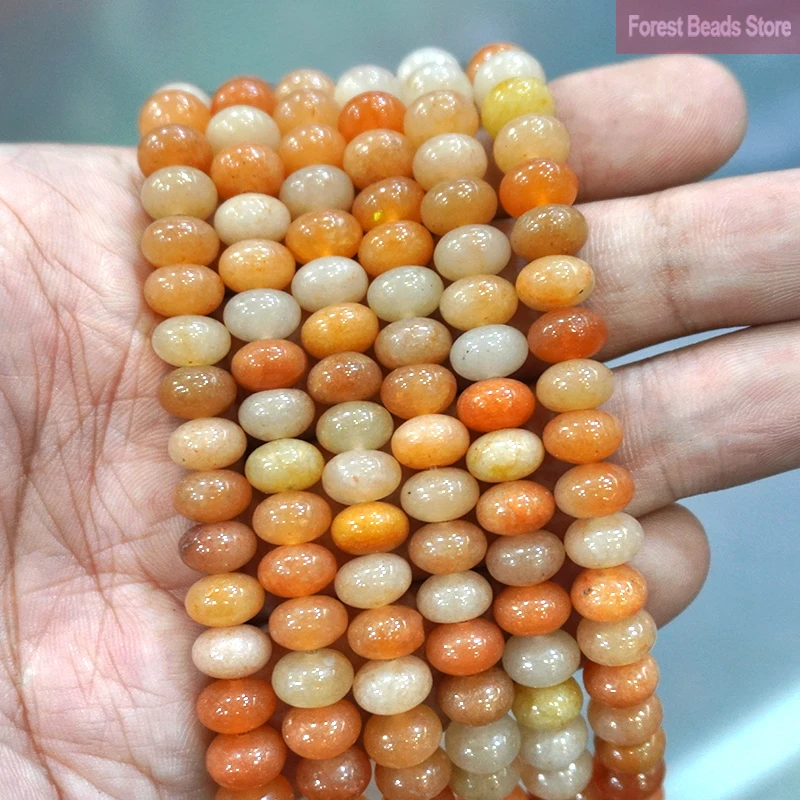 Red Aventurine Jades Rondelle Natural Stone Round Spacer Beads For Jewelry Making DIY Bracelets Charms Accessories 15\'\' 6/8/10mm