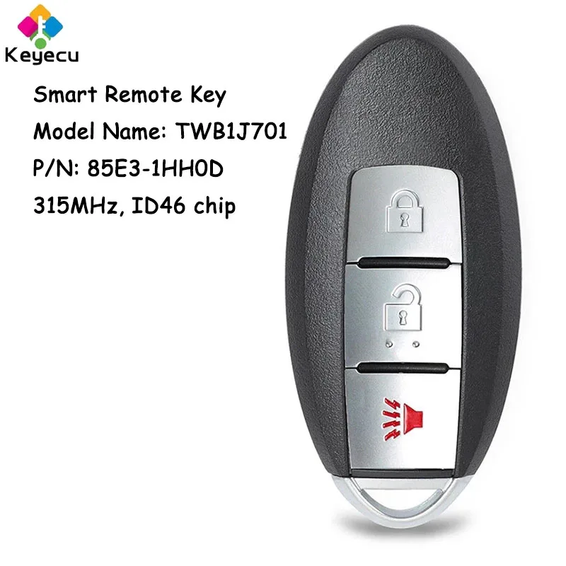 KEYECU Smart Remote Car Key With 3 Buttons 315MHz ID46 Chip for Nissan Tiida March K13 Micra K13 Leaf 2011-2018 Fob TWB1J701