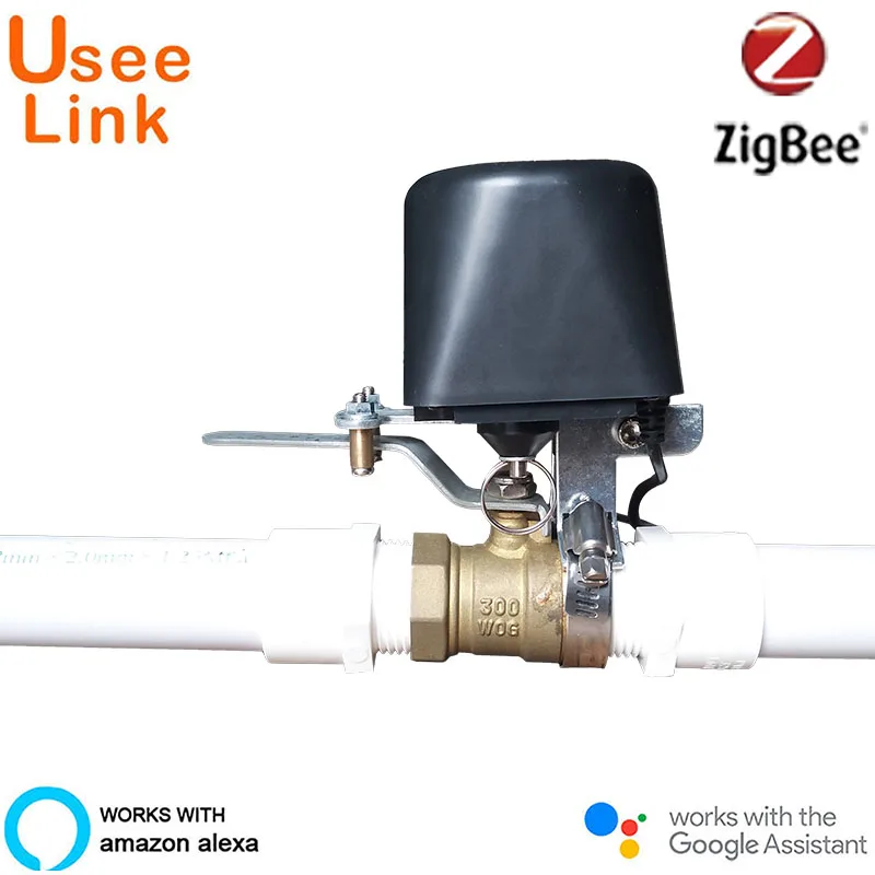 UseeLink Zigbee Smart Water/Gas Valve Smart Home App Remote Control Works With Alexa,Google Home,IFTTT Power By Tuya 2 Packs