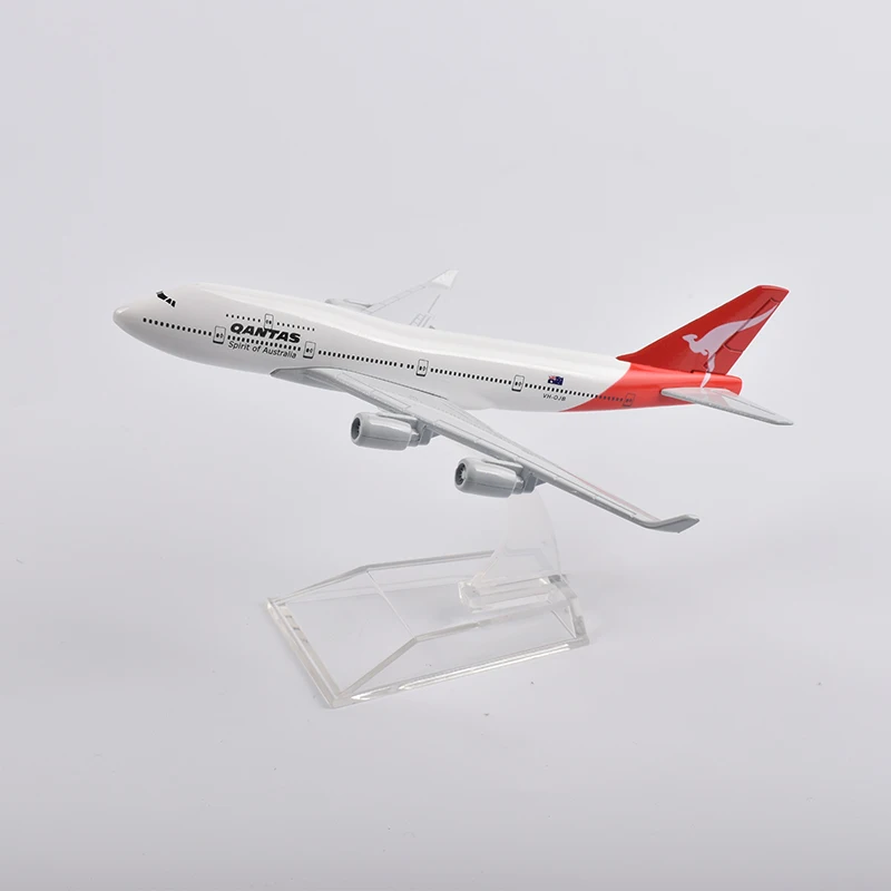 JASON TUTU 16cm Qantas Boeing 747 Plane Model Aircraft Diecast Metal 1/400 Scale Airplane Model Gift Collection