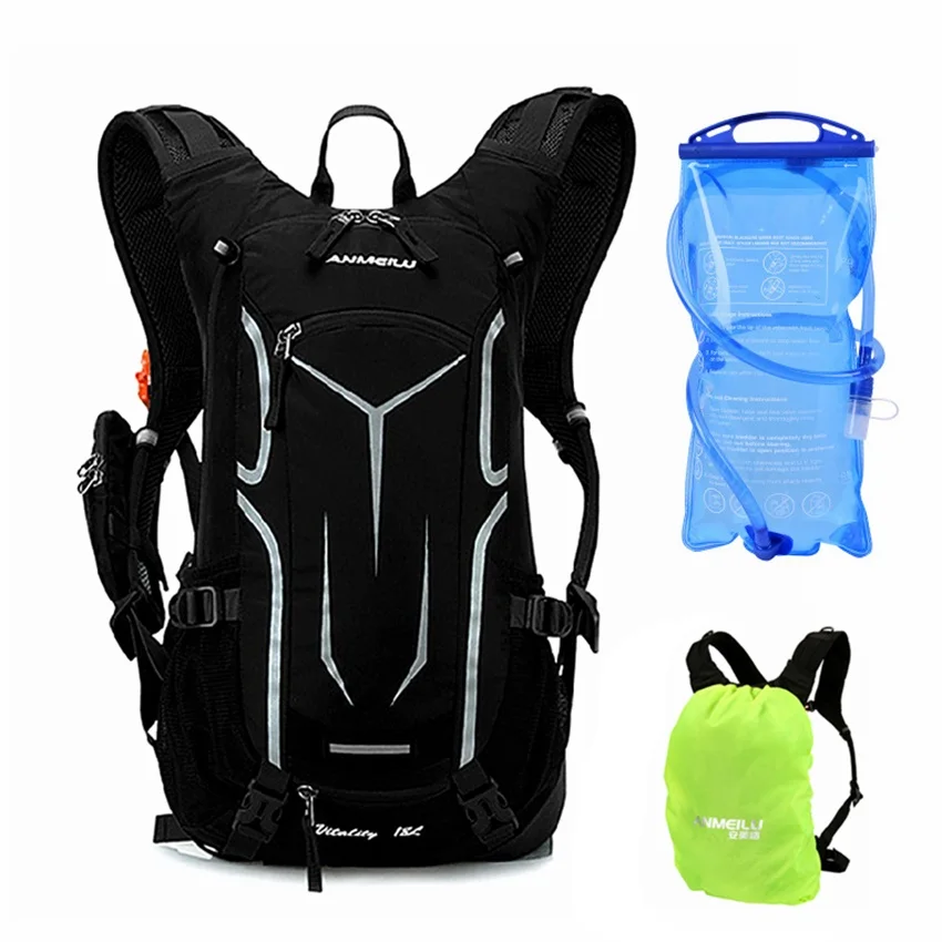 Breathable Cycling Backpack Rucksack Bike Bag 18L with Rain Cover Outdoor Sport Hiking Camping Riding Hydration Bicycle Backpack