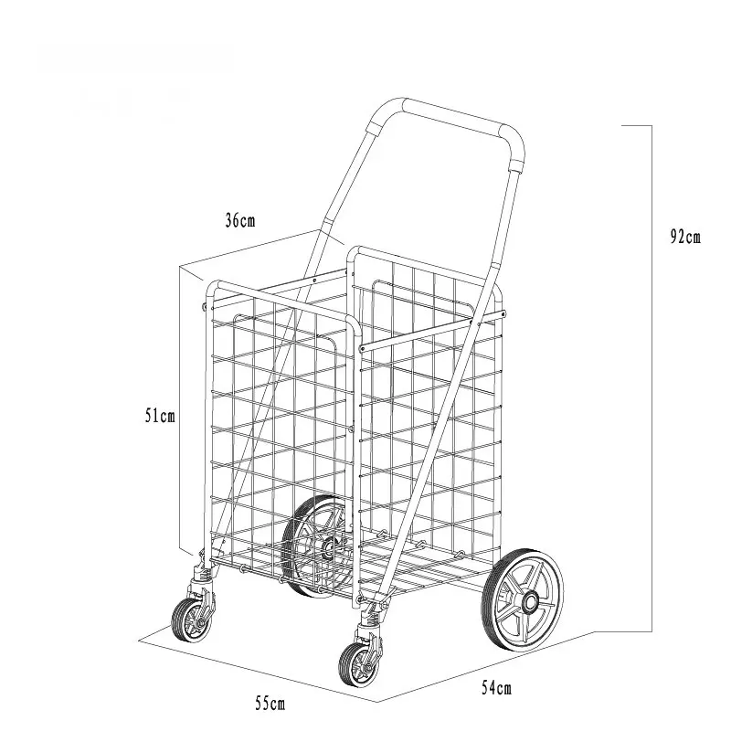 Foldable Pull Trolley, Can Load 45KG, Folding Grocery Shopping Cart For Street Stall Supermarket