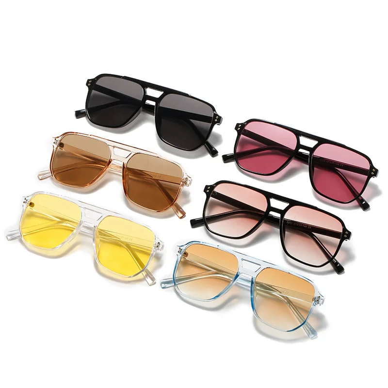 SHAUNA Retro Double Bridges Square Sunglasses Women Fashion Nail Decoration Eyewear Shades UV400 Men Trending Sun Glasses