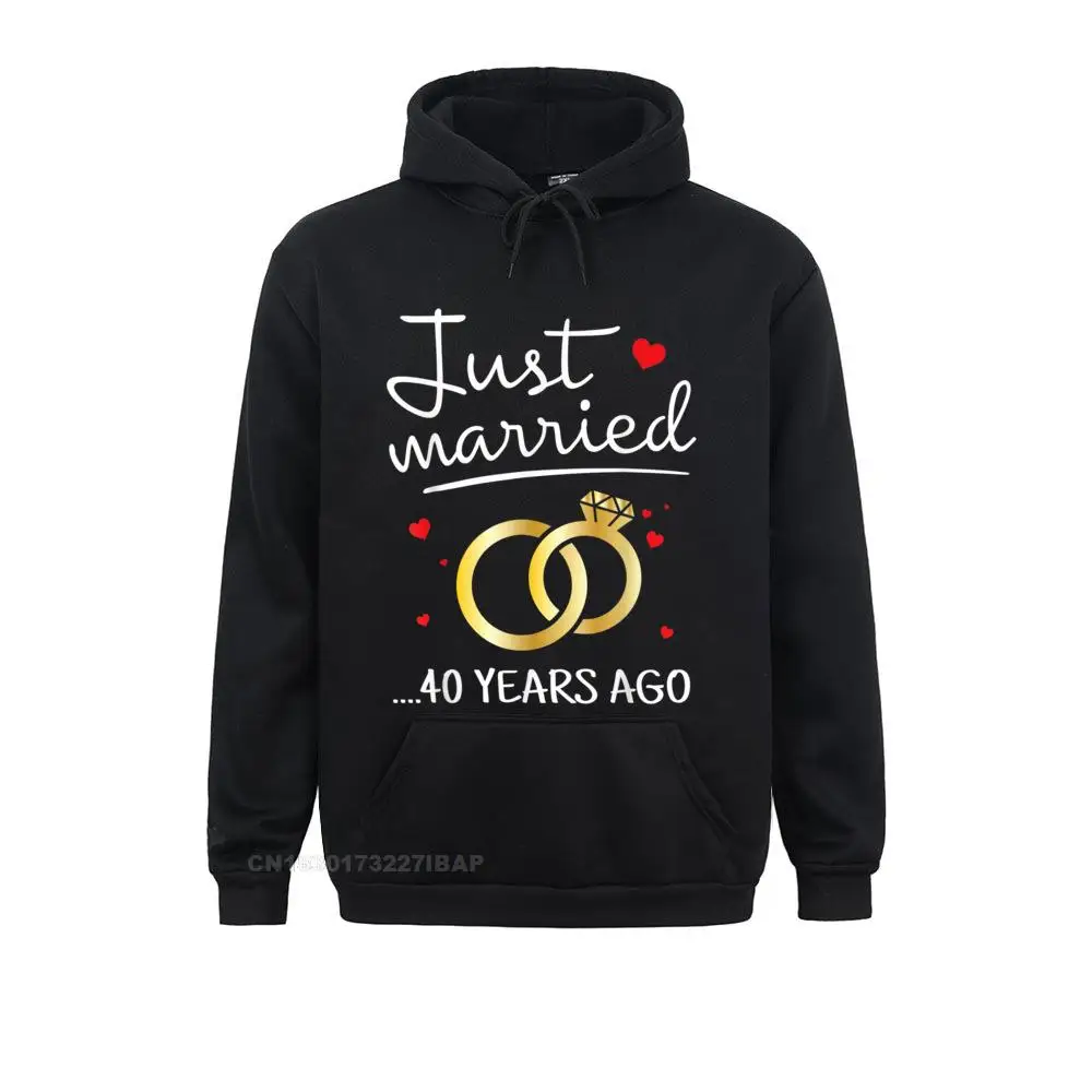 Just Married 40 Years Ago Funny Couple 40th Anniversary Gift Hoodie Sweatshirts For Men Custom Summer Fall Hoodies Funky Hoods