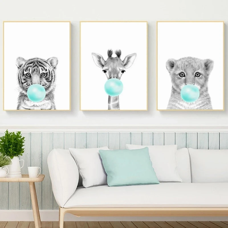 

Canvas Wall Art Painting For Kids Room Safari Animals Poster Baby Zebra Tiger Lion Giraffe Modern Picture Living Room Decoration