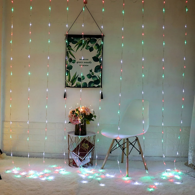 3x2 متر LED سلسلة شلال فلاش الستار أضواء النيزك دش المطر ضوء عيد الميلاد الزفاف الديكور جليد الجنية LED جارلاند #5