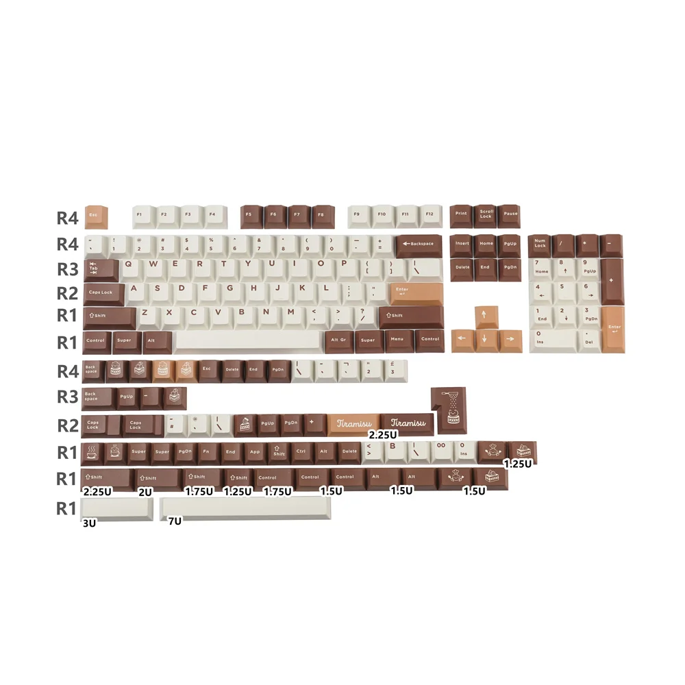 GMK Tiramisu Keycap Cherry Profile Mechanical keyboard PBT Full Keycap DYE Sublimation With 1U 1.25U 1.5U 1.75U 2U 2.25U Shift