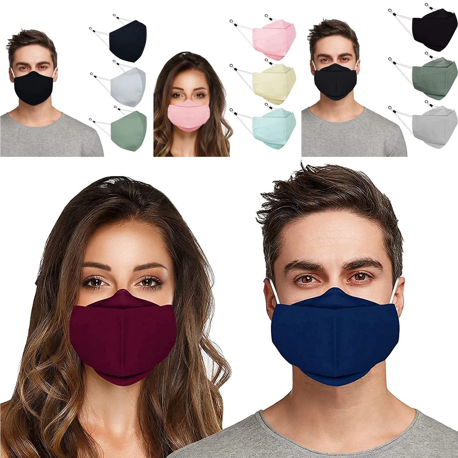 3pc Fogging Cloth Face Mask With Nose Wire Adjustable Earloops Masken Women Men Cotton Cloth Facial Mask Comfortable Pm2.5 Mask