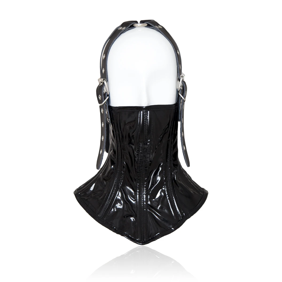 Thierry PU Leather Harness Mask Posture Collar with Adjustable Belt Muzzle Erotic Toys Cosplay SM Bondage Restraint