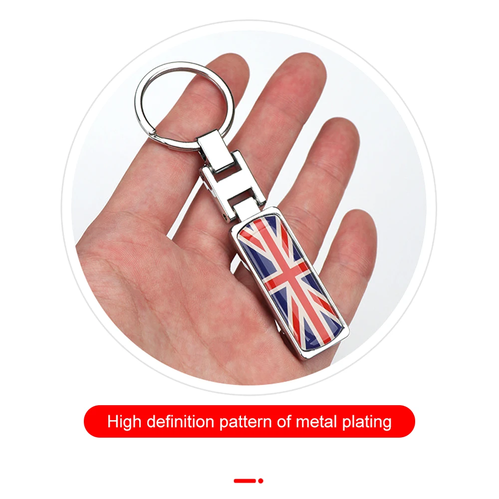 DSYCAR 1Pcs National Flag Key Chain with Detachable Key Rings Set, Sturdy Metal Car Key fob Keychain Holder for Men and Women