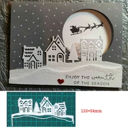 Metal Cutting Dies House Tree Border Craft Die Cuts Mold Stencil For Diy Scrapbooking Paper Cards Embossing Knife Blade Die