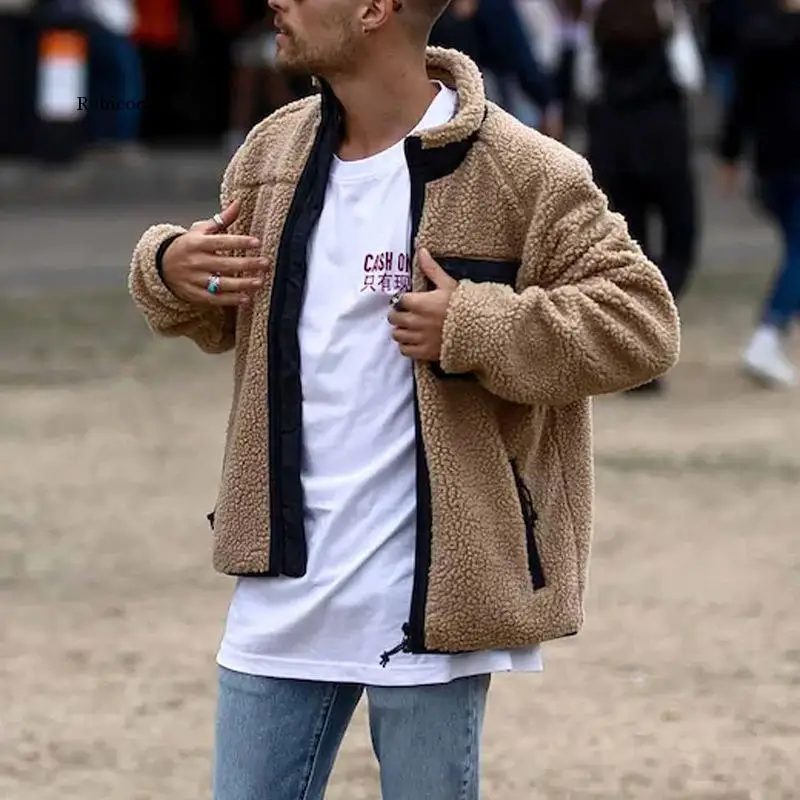

Winter Men's Polar Fleece Thick Warm Jacket Premium Loose Fashion Street Style Jacket Cardigan Men's Clothing Jacket