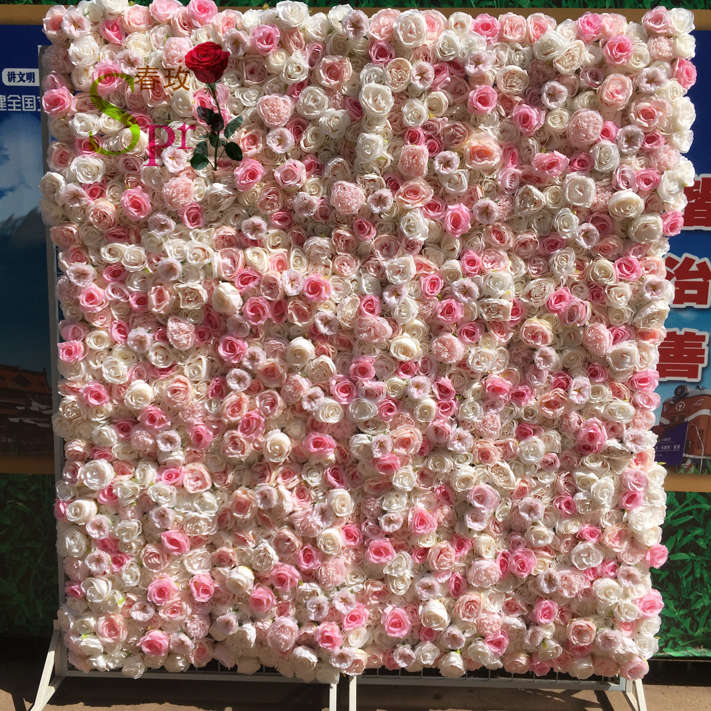 

SPR ·Customized 3D Effects Mix Plant Flower Wall Mats Artificial Florals Wall Rose Panel for Yoga Shop Decoration