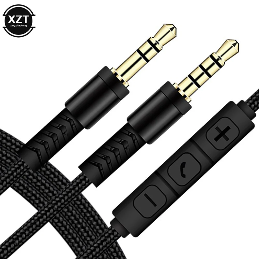 1.2m Audio Cable 3.5mm to Jack 3.5mm Speaker Line Aux Cable Male to Male with Mic to volume control for Headphone Car speaker