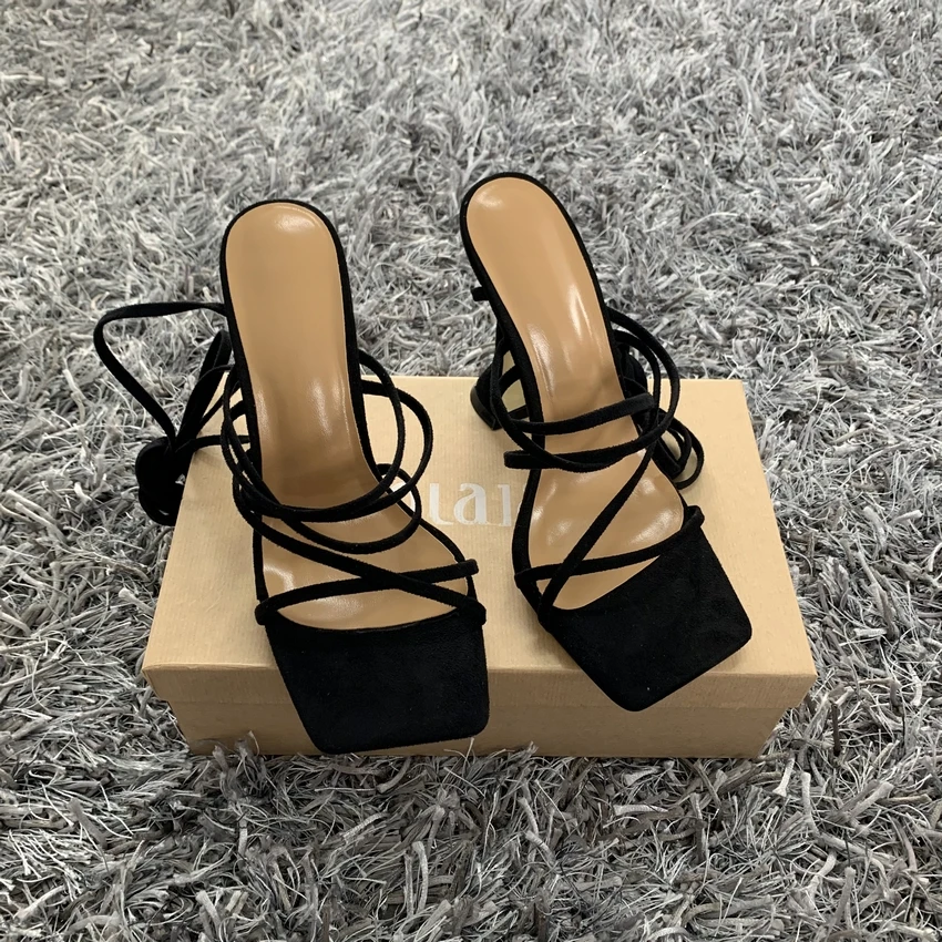 Women Summer Ankle Strap Sandals Ladies Thin High Heels Party Dress Shoes Female Fashion Sexy Sandal Woman Square Toe Shoe 2021