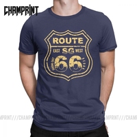 Vintage Route 66 Highway Mother Road SG P142C T-Shirt for Men Motorcycle biker 100% Cotton Road trip USA Plus Size mens Clothing