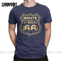 Vintage Route 66 Highway Mother Road SG P142C T-Shirts for Men Motorcycle biker 100% CottonRoad trip USA Plus Size Clothing