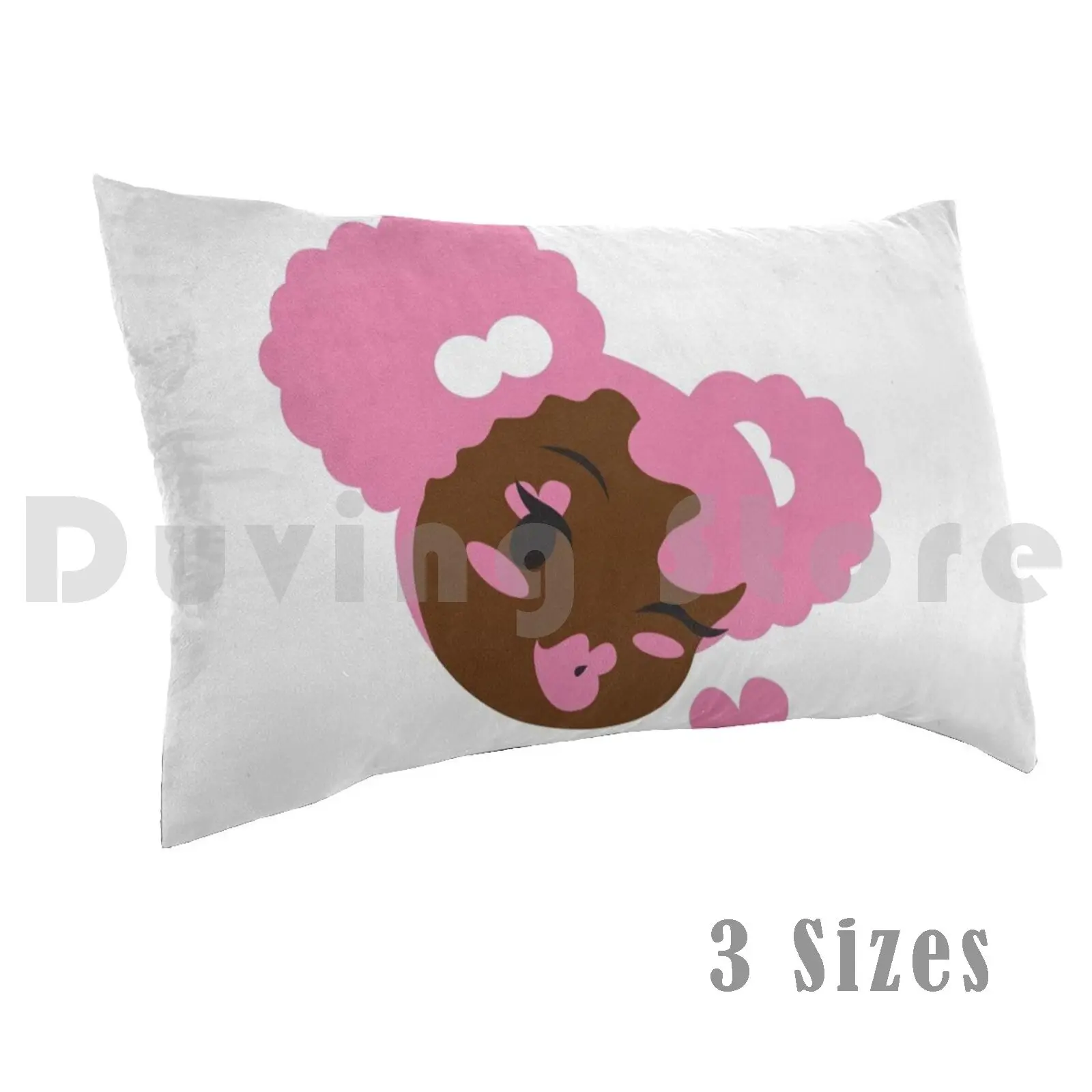 Pink Puffs And KissesPillow case Pink Black Art African American Art Black Girl Art Afro Afro Puffs