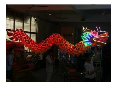 Led light up dragon dance costume lumious stage show chinese folk dragon dance prop