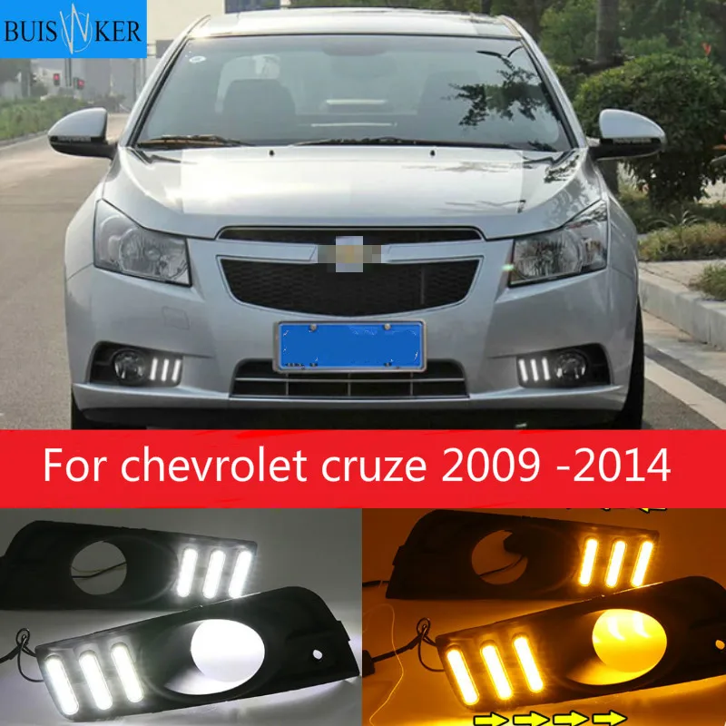 

2PCS LED for chevrolet cruze 2009 2010 2011 2012 2013 2014 DRL Daytime Running Light Daylight with turn signal lamp