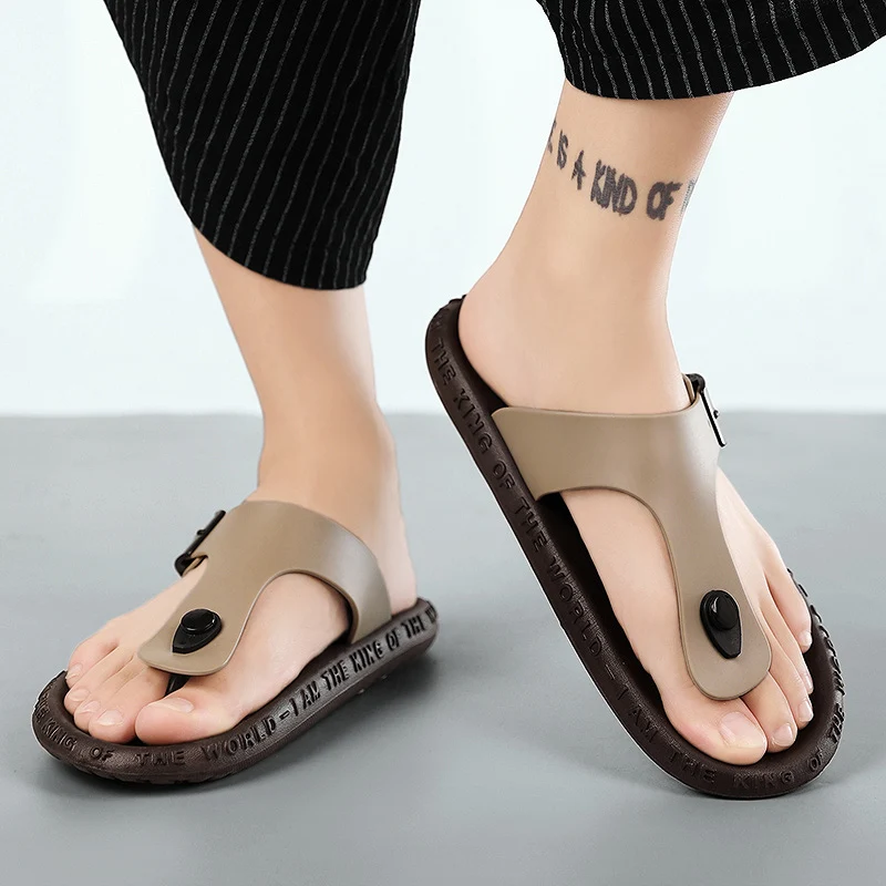 2021 New Arrival Summer Men Flip Flops High Quality Beach Sandals Anti-slip Zapatos Hombre Casual Soft Bottom Beach Shoes Cheap