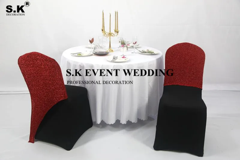 

Elegant Giltter Sequin Chair Cap Hood For Banquet Spandex Chair Cover Wedding Event Party Decoration