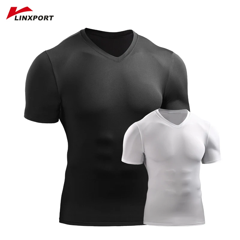 V Neck Shirt Men Compression Shirts Basketball Jerseys Fitness Gym Clothing Quick Dry Tracksuit Running Tight Thermal Underwear