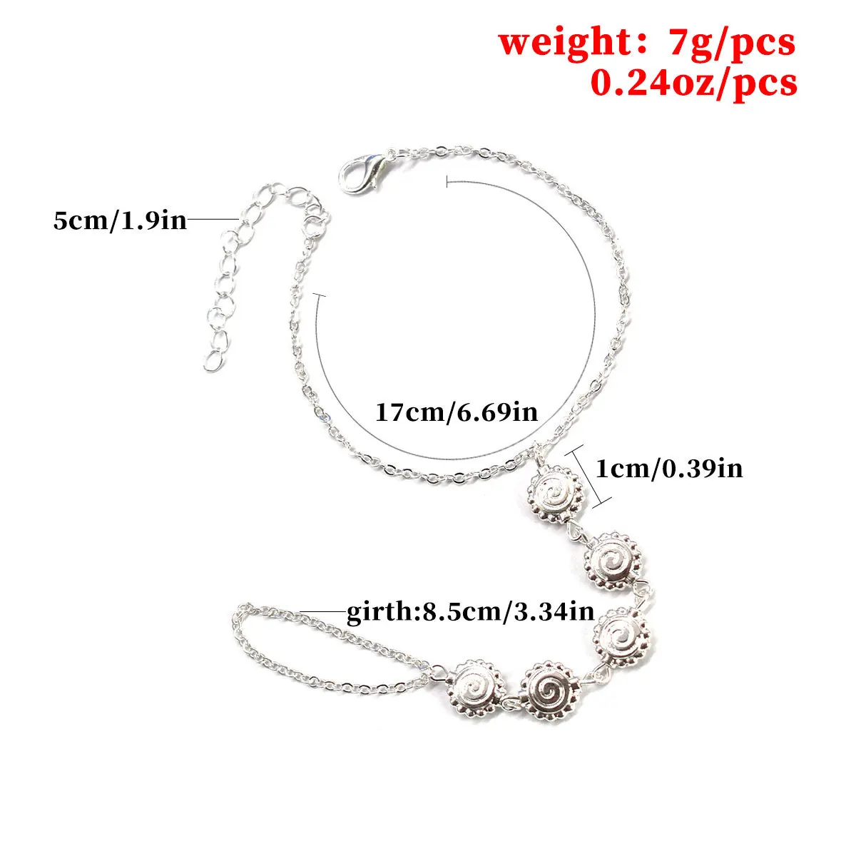 Fashion Chain Bracelet Drop Punk Silver Plated Women Metal Hand Harness Chain Thread Flower Beads Slave Finger Ring Boho Jewelry