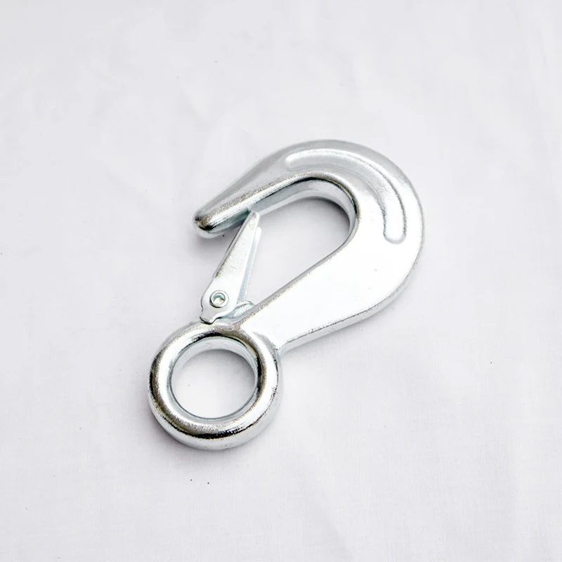 Heavy Duty Forged Eye Hook with Safety Lock Latch Zinc Plated G80 Alloy Steel Drop Forged Hook for Tie-Down