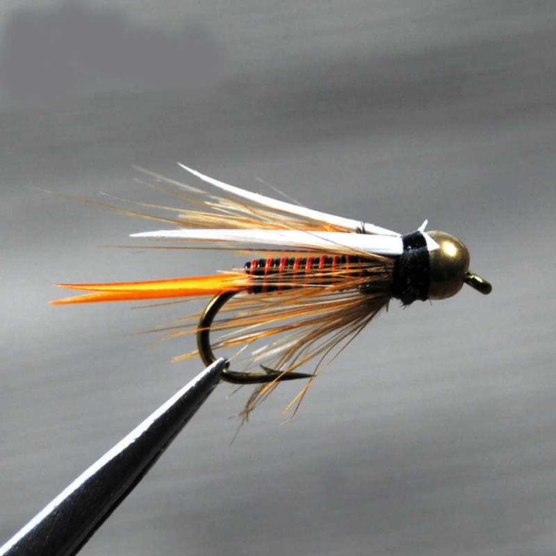 Bimoo 12pcs 12# Brass Bead Head Prince Nymph Trout Fishing Flies Fast Sinking Nymph Fly
